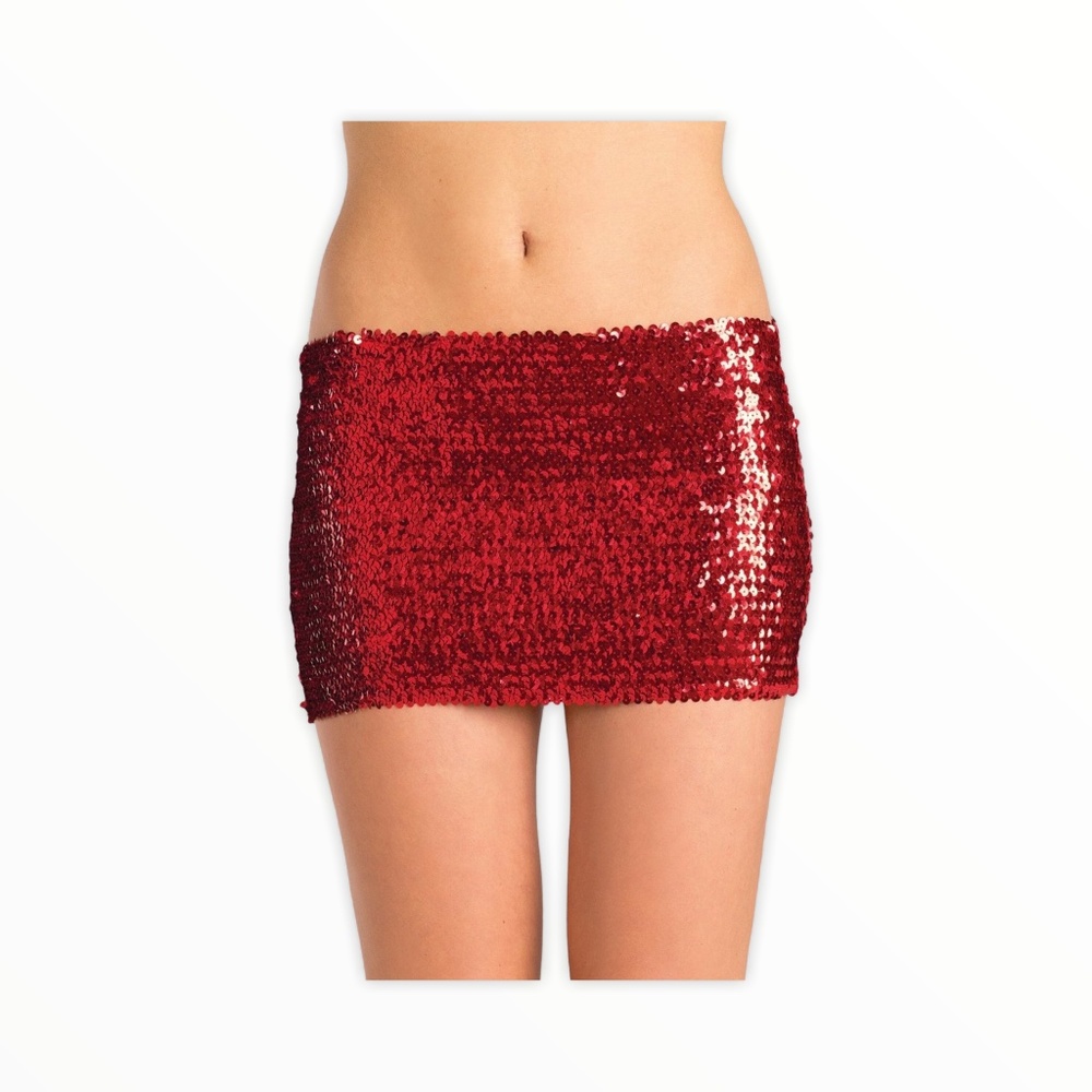 Party Girl RED Stretchy Sequin Mini Skirt